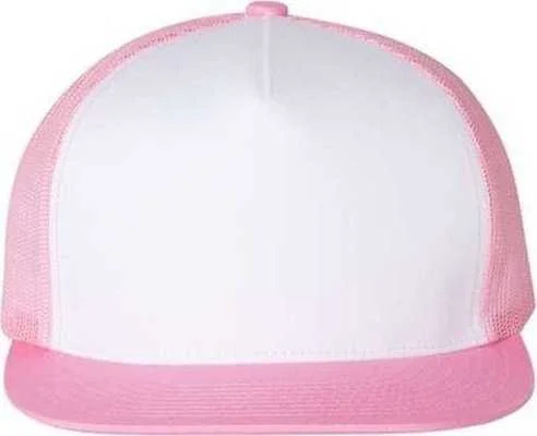 Yupoong 6006 Five-Panel Classic Trucker Cap - Pink White Pink