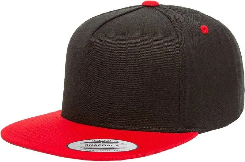 Yupoong 6007T Classics 5-Panel Cotton Twill Snapback Cap 2-Tone - Black Red