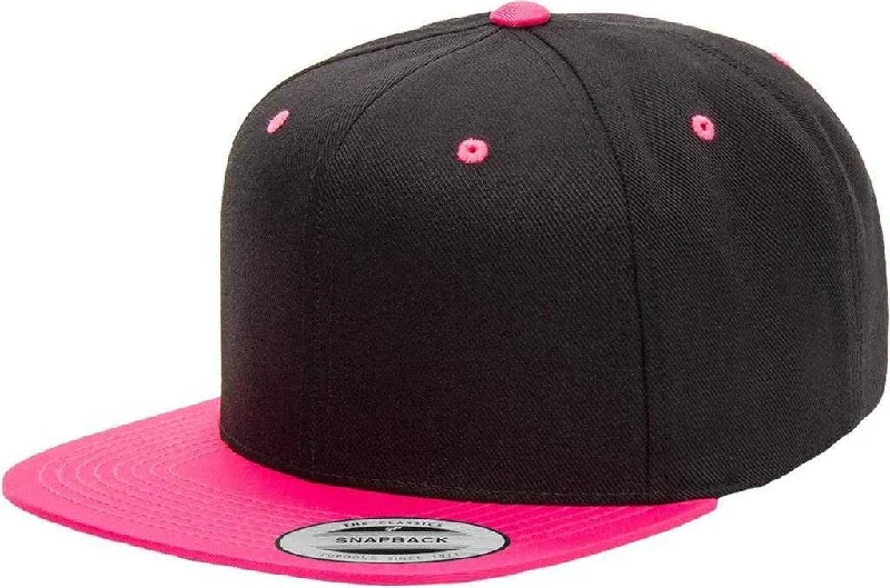 Yupoong 6089MT Classics Premium Snapback Cap 2-Tone - Black Neon Pink