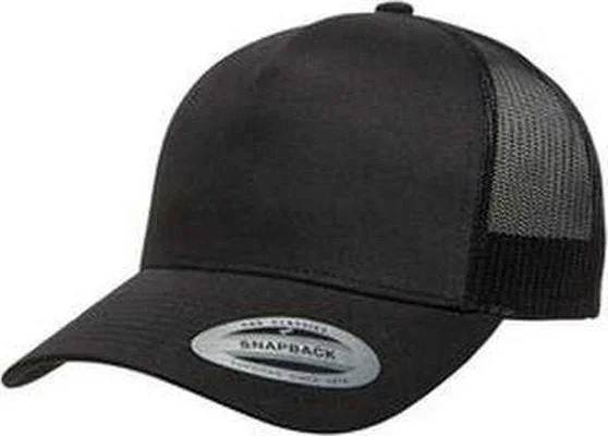 Yupoong 6506 Adult 5-Panel Retro Trucker Cap - Black