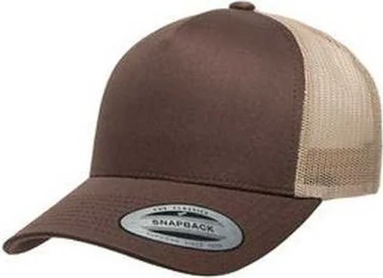 Yupoong 6506 Adult 5-Panel Retro Trucker Cap - Brown Khaki