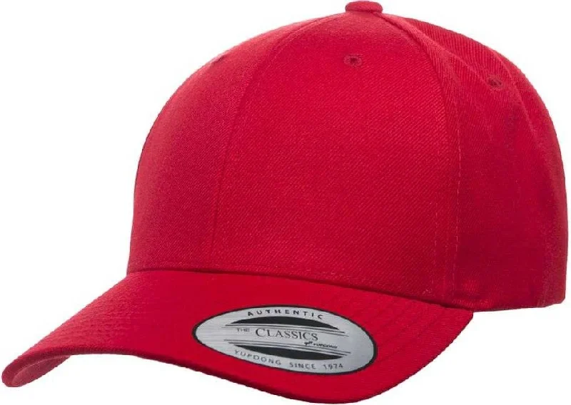 Yupoong 6789M Classics Premium Curved Visor Snapback Cap - Red