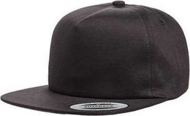 Yupoong Y6502 Adult Unstructured 5-Panel Snapback Cap - Black