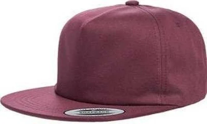 Yupoong Y6502 Adult Unstructured 5-Panel Snapback Cap - Maroon