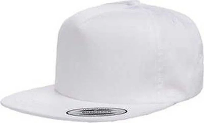 Yupoong Y6502 Adult Unstructured 5-Panel Snapback Cap - White